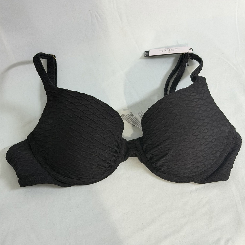 Victoria Secret Size-34C Women ICON Push Up Bikini Top Underwire Textured Black